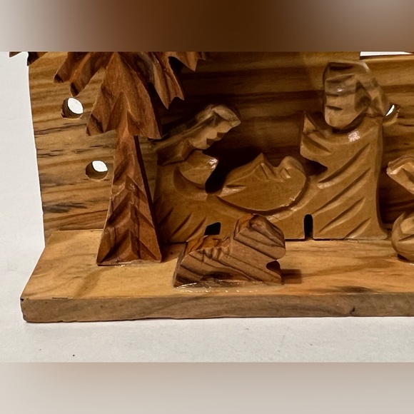 Bethlehem Mini Olive Wood Nativity Scene Carved Manger Scene VTG Christmas Decor - Picture 9 of 11